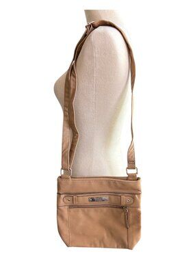 Tan Crossbody Bag Multi-Pocket Silver Hardware Purse (1076-4)